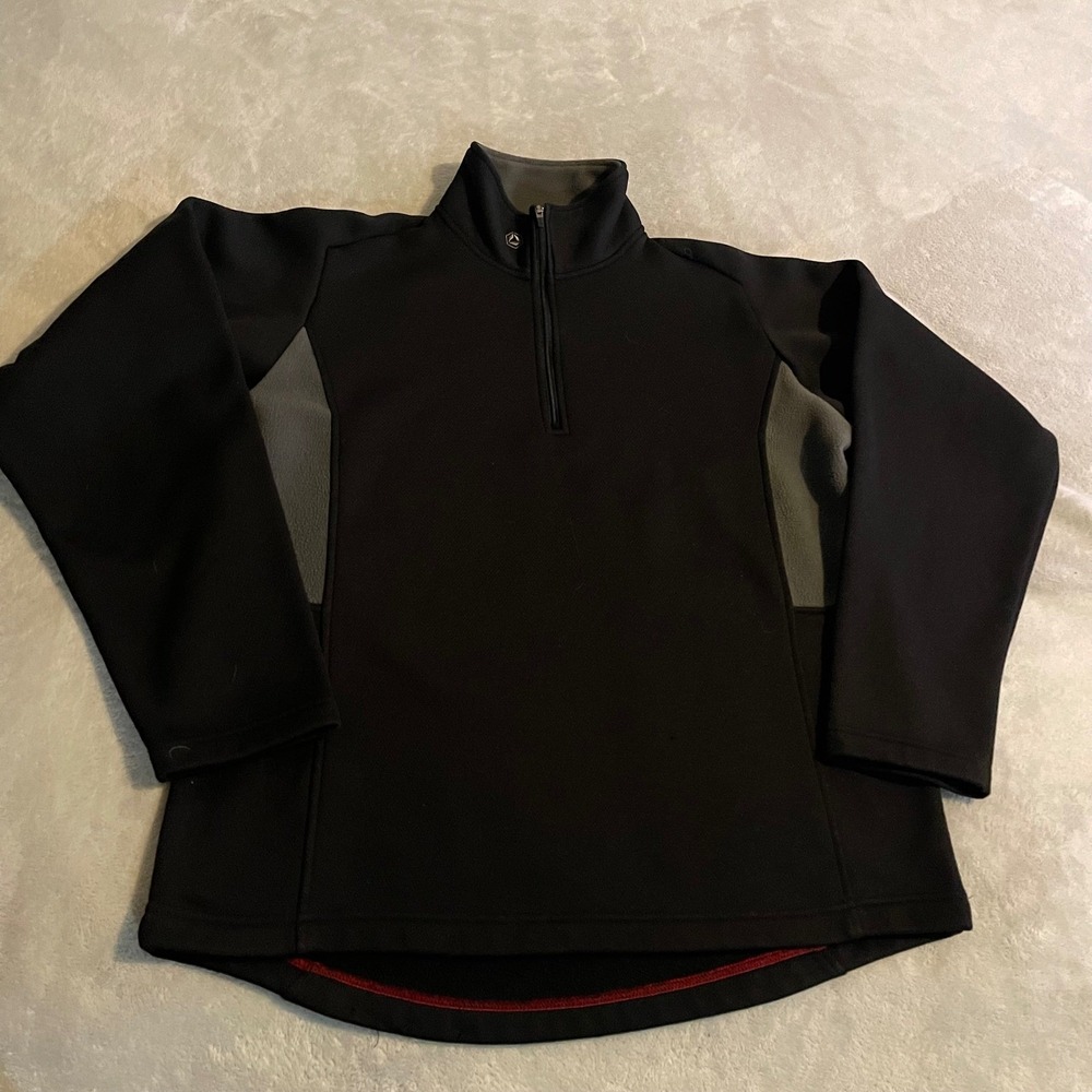 Vintage 90s Old Navy Outdoor Mens Medium Black Gray Quarter Zip Sweater Pullover